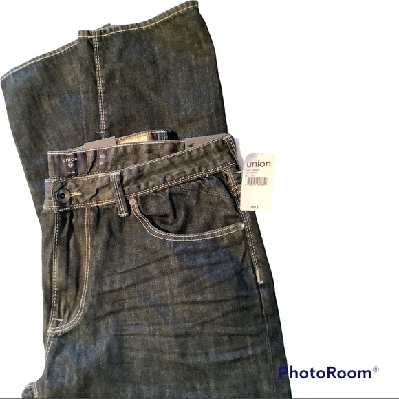 Men Union Sea//W 40R Slim Fit Blue Jeans - Picture 6 of 16